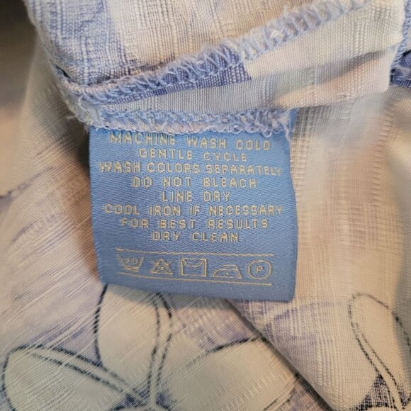 Bermuda Bay 100% silk Blue and white Tropical Floral Hawaiian button up XL - Picture 8 of 10